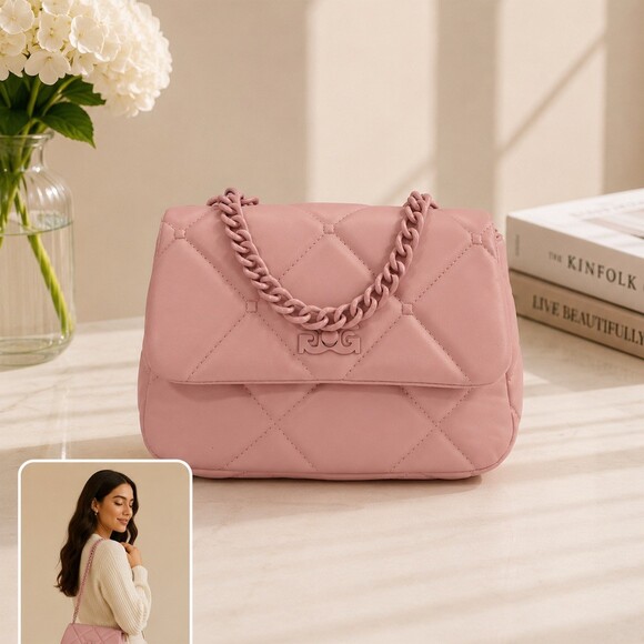 Gilda Paris Handbags - $159 Gilda Paris Small Quilted Shoulder Bag Blush Pink Chain Strap Logo cute